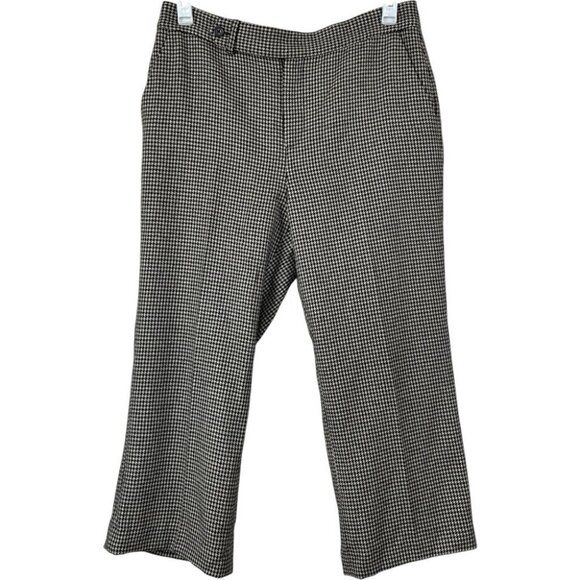 Lauren Ralph Lauren Wool Crop Trouser Pants Houndstooth High Rise 8P Equestrian - Picture 2 of 7